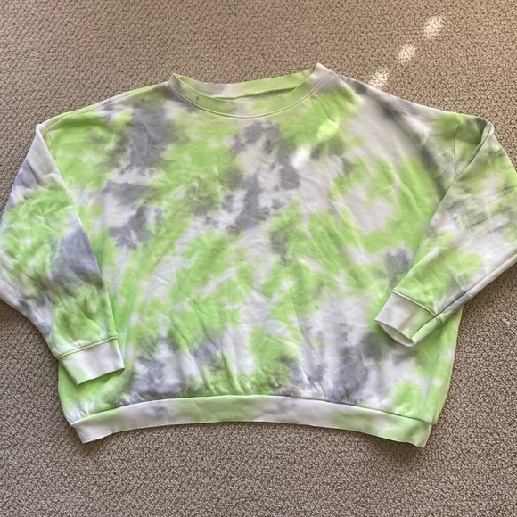 Free People Sweaters - NEW Free People A Cut Above Oversized Crew Neck Sweatshirt Citron Grey XS NWT